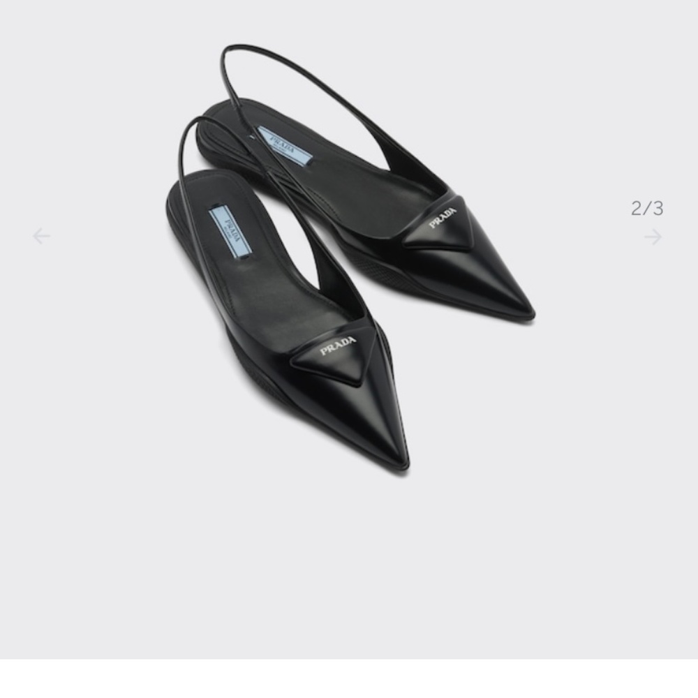 New Prada Slingback Brushed Leather Flats 6.5